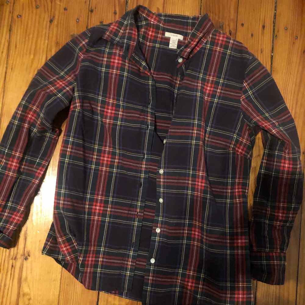 J. Crew Plaid Button Down Shirt - Navy and Red